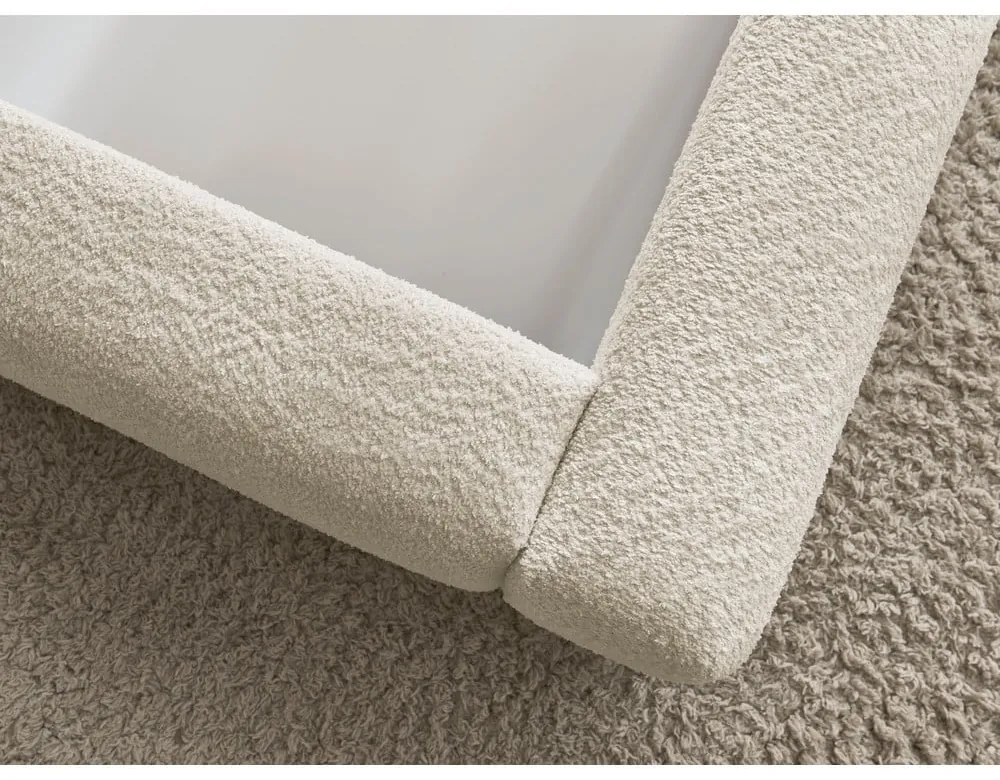 Béžová čalúnená dvojlôžková posteľ s úložným priestorom s roštom 160x200 cm Orlane – Bobochic Paris