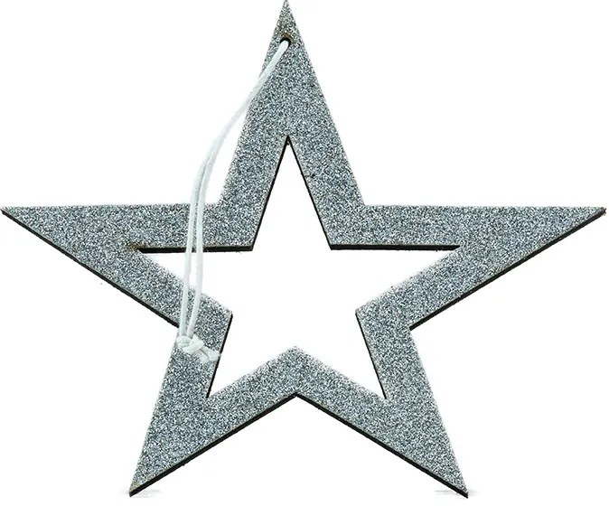 DECOLED Stříbrná hvězda, dutá, 15 cm