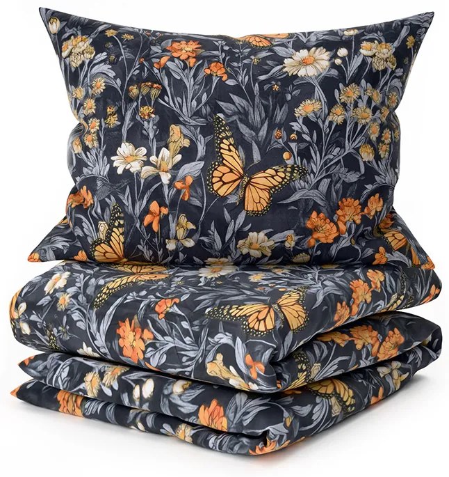 Obliečky z mikrovlákna BUTTERFLY GARDEN modro sivé Rozmer obliečky: 2 ks 70 x 90 cm | 200 x 220 cm