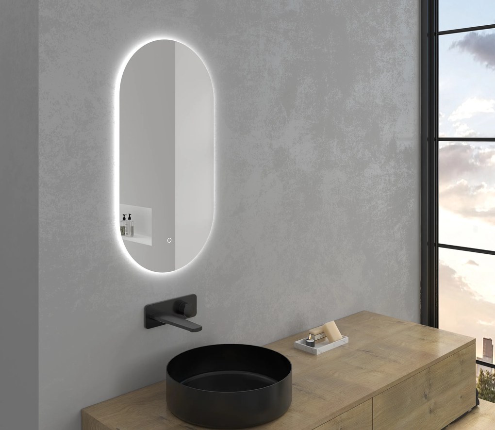 Cerano Argento, oválne LED kúpeľňové zrkadlo 100x50 cm, CER-CER-429337