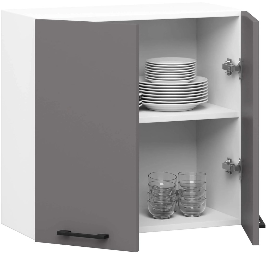 Závesná kuchynská skrinka OLIVIE 60x58 cm 01 matná biela/matná grafitovo sivá