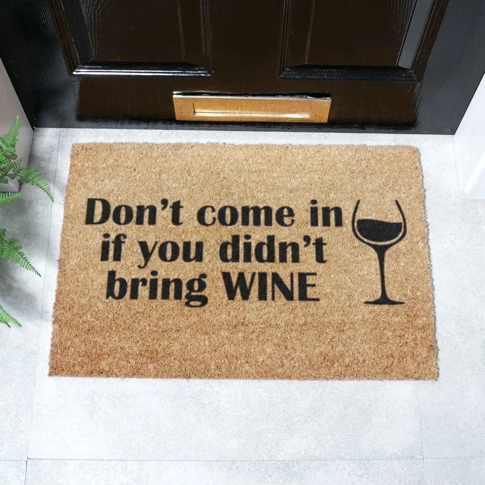Rohožka z kokosového vlákna 40x60 cm Without Wine – Artsy Doormats