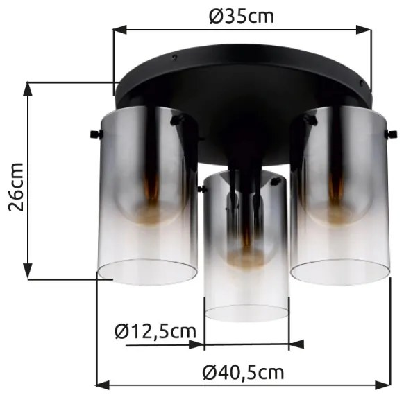 Globo 15907-3D - Prisadený luster FLORENTINA 3xE27/40W/230V pr. 40,5 cm čierna