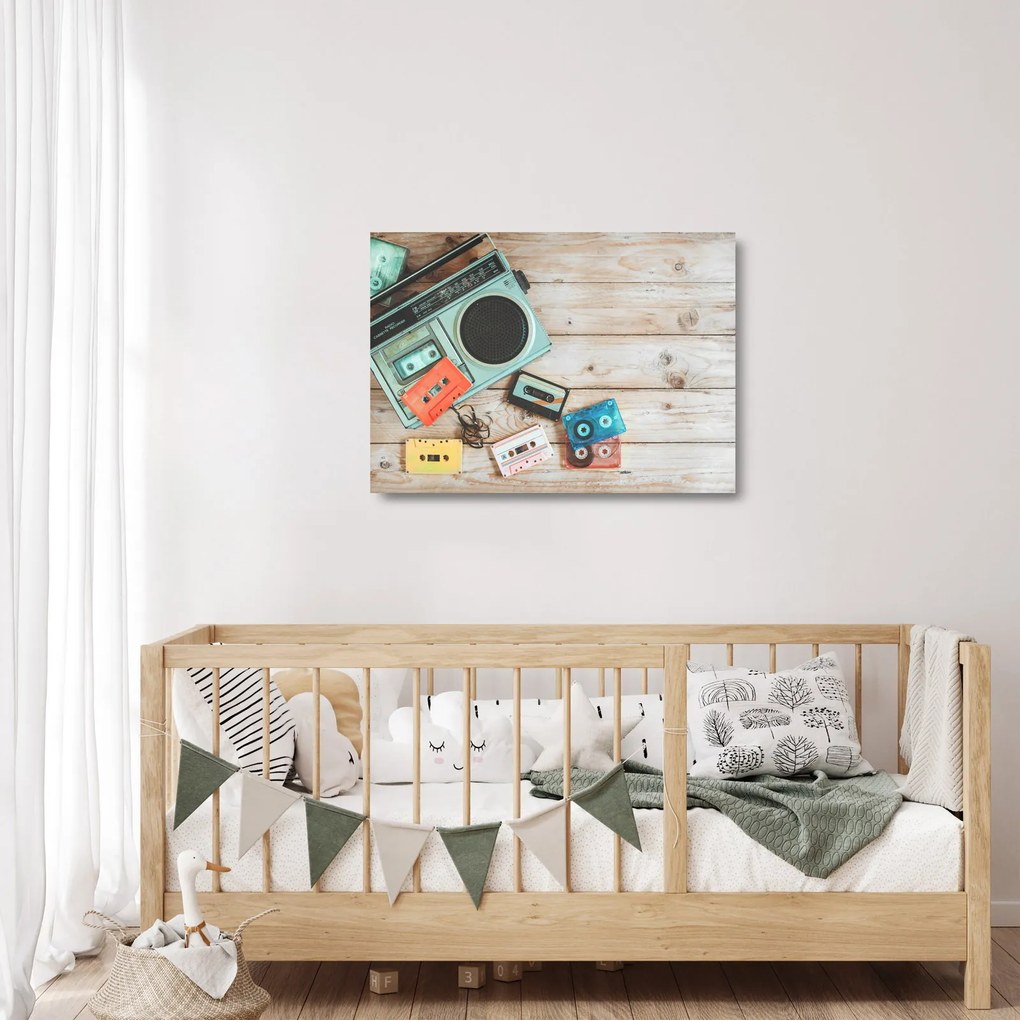 Sklenený obraz - Retro rádio (70x50 cm)