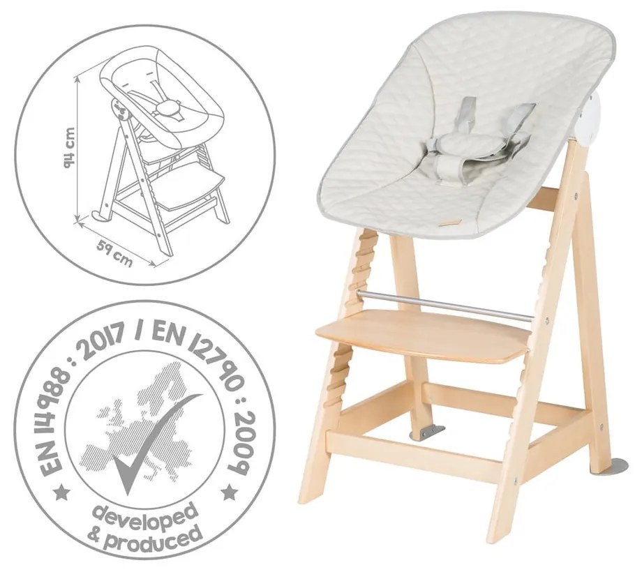 Jedálenská stolička v béžovo-prírodnej farbe Born Up 2in1 Luxe – Roba