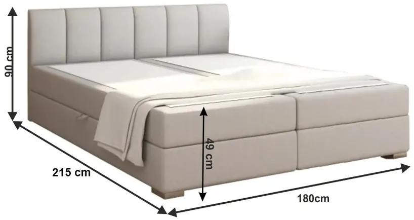 Čalúnená manželská posteľ Riana Komfort 180 - svetlosivá