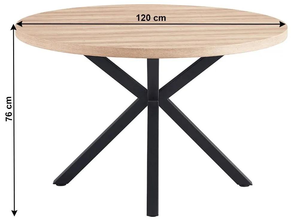 Tempo Kondela Jedálenský stôl, dub sonoma/čierna, priemer 120 cm, MEDOR