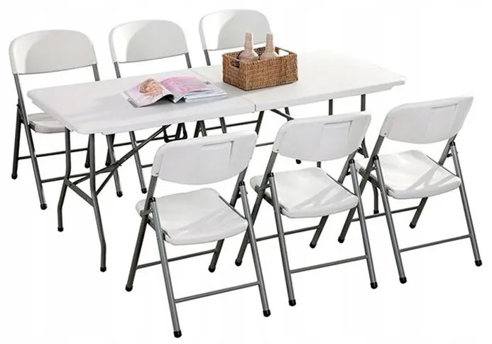 SUPPLIES HOME skladacia plastová stolička, cateringová stolička - biela farba