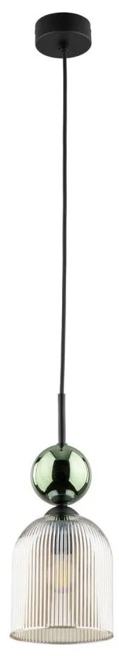 Závesný luster SOPHIA na lanku 1xE14/10W/230V čierna/zelená/dymová béžová