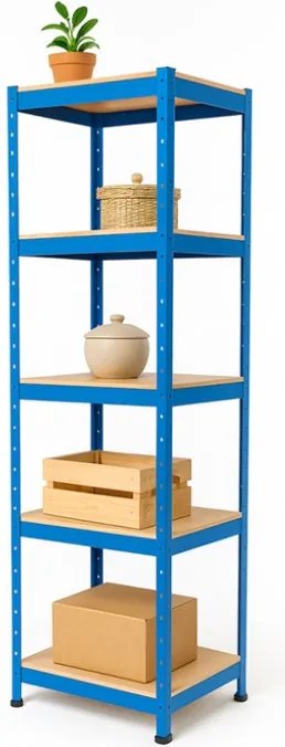Regál 180x40x40 cm lakovaný 5-policový, nosnosť 875 kg - modrý - 2ks