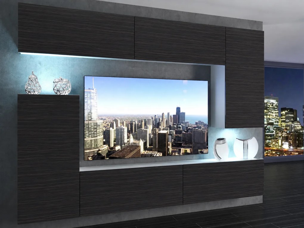 Obývacia stena 250 cm TV/RTV čierna eben  IMP 8/5/W/HK/0/0
