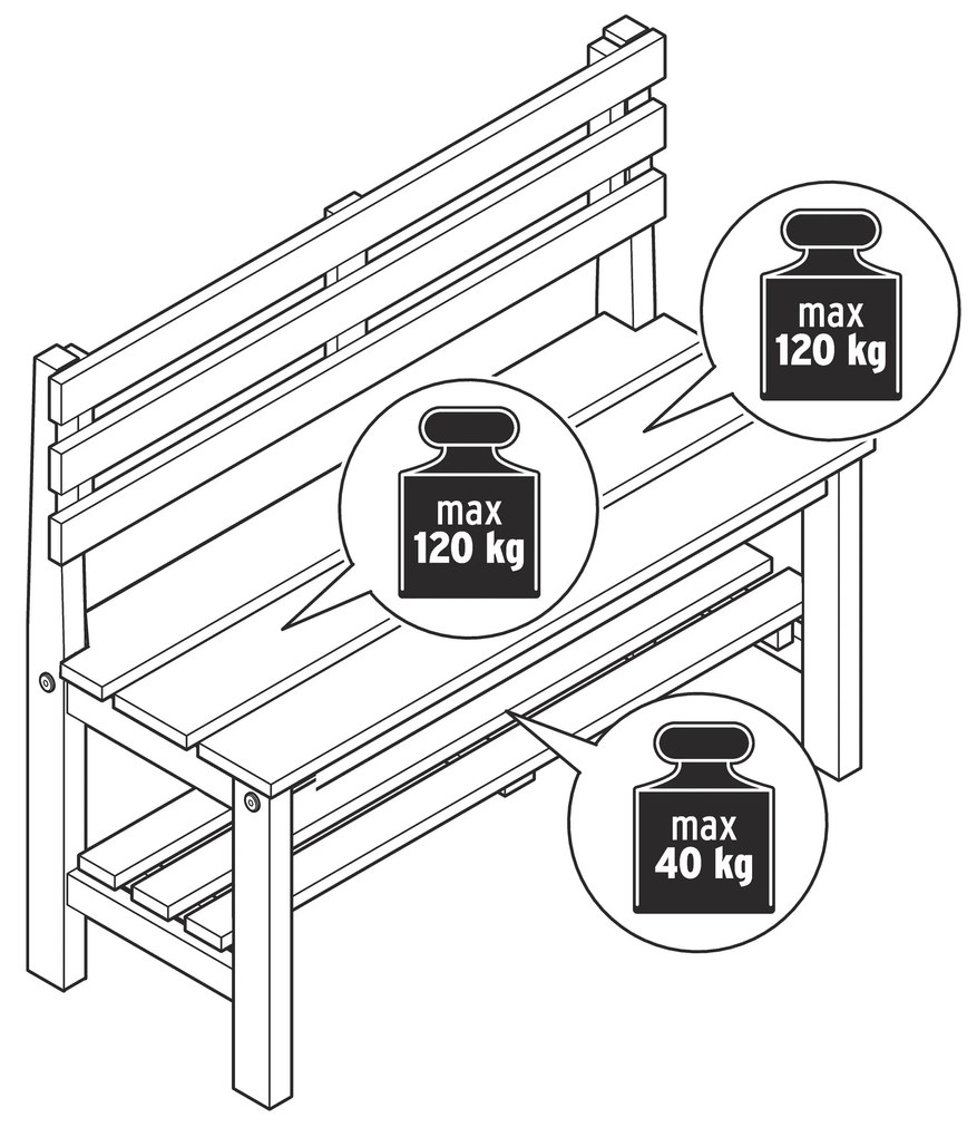 Záhradná lavička »Lenja« s poličkou