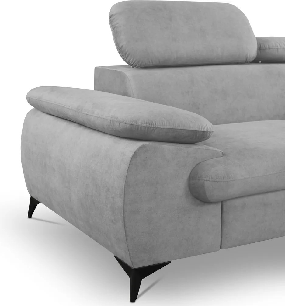 Rohová sedacia súprava Scala, svetlo šedá látka, pravý roh