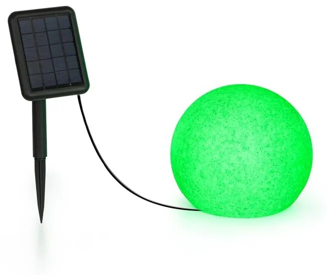 Shinestone Solar 20, guľová lampa, solárny panel, Ø 20 cm, RGB-LED, IP68, akumulátor