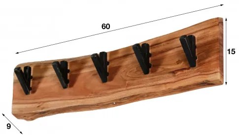 Vešiak 24-80 Edge 5 Hooks Drevo Acacia - Komfort-nábytok