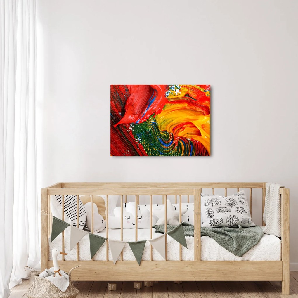 Obraz - Modrenie abstrakcie štetcom (70x50 cm)