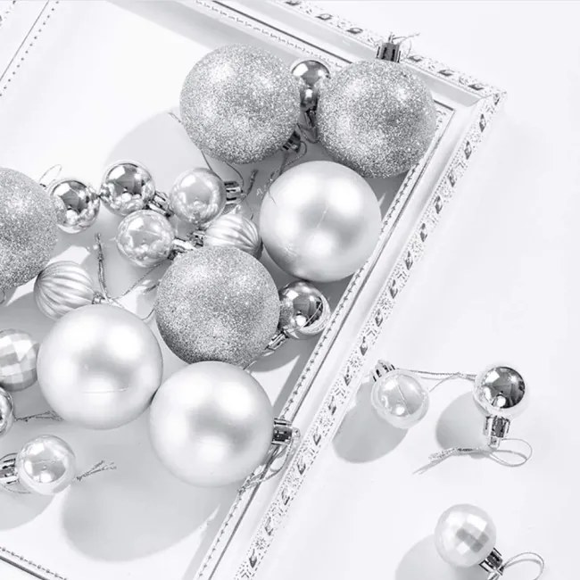 Vianočné guľky - strieborné KL-21X08 (36ks)