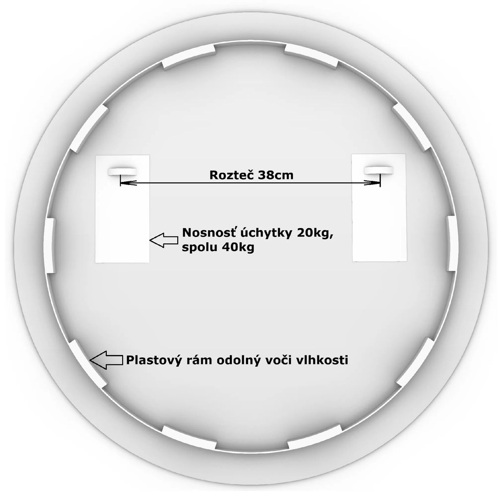 LED zrkadlo okrúhle Romantico ⌀70cm studená biela - diaľkový ovládač Farba diaľkového ovládača: Biela