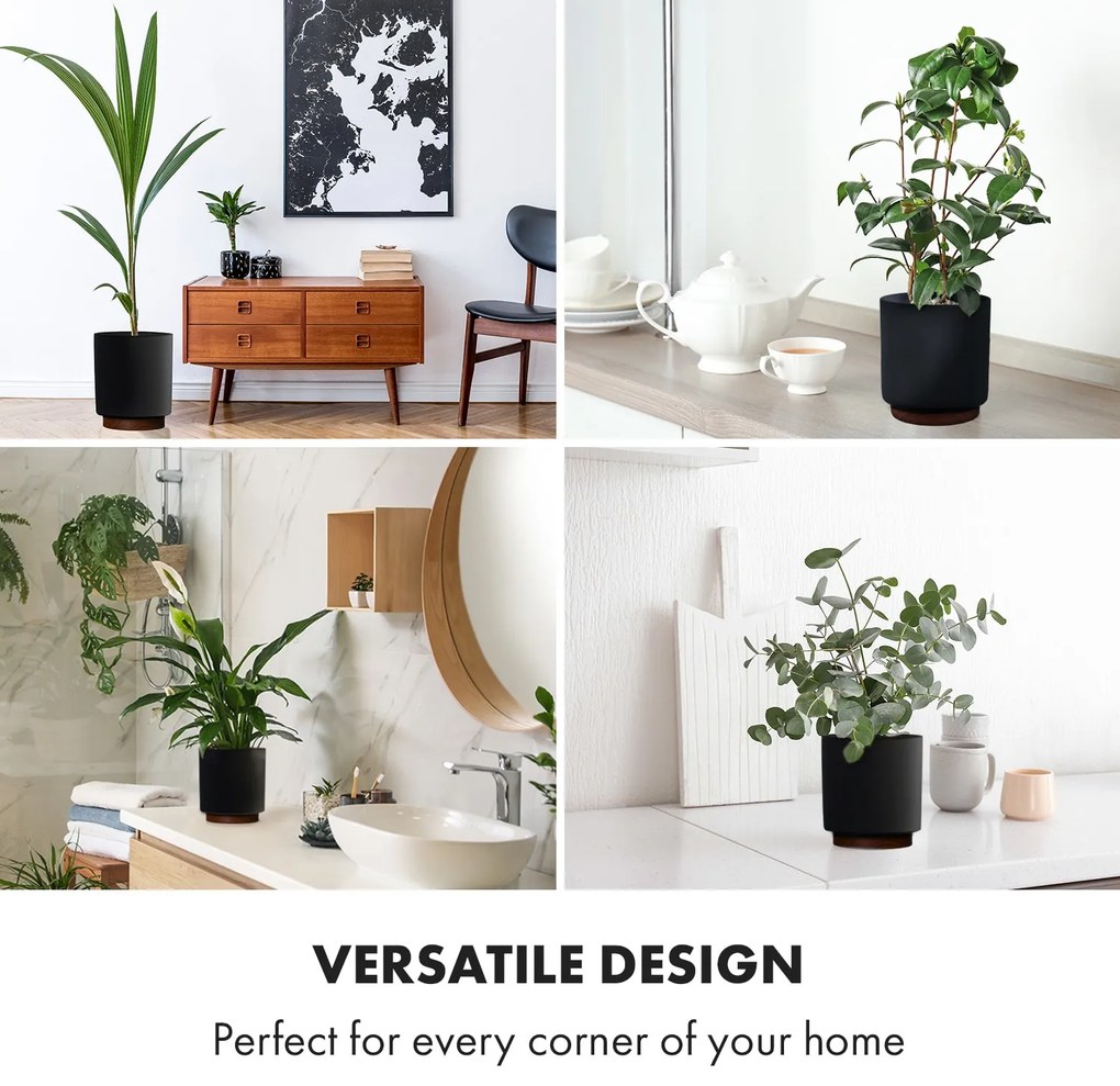 Fox & Fern Enspijk, kvetináče, orechové drevo, Polystone, ručne vyrobené, 2 veľkosti