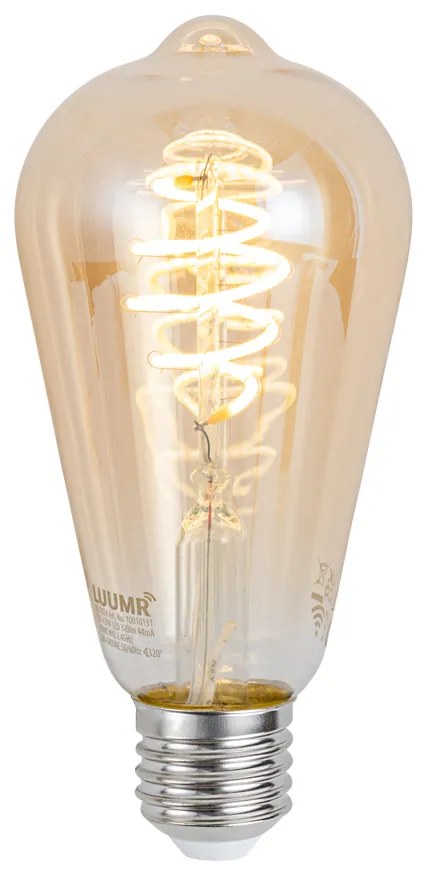 Inteligentné závesné svietidlo mosadzné s čiernym sklom vrátane 3 Wifi ST64 - Pallon