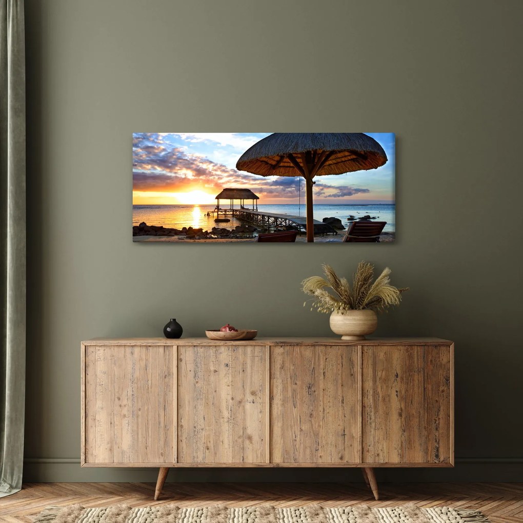 Obraz - Západ slnka na Mauríciu (120x50 cm)