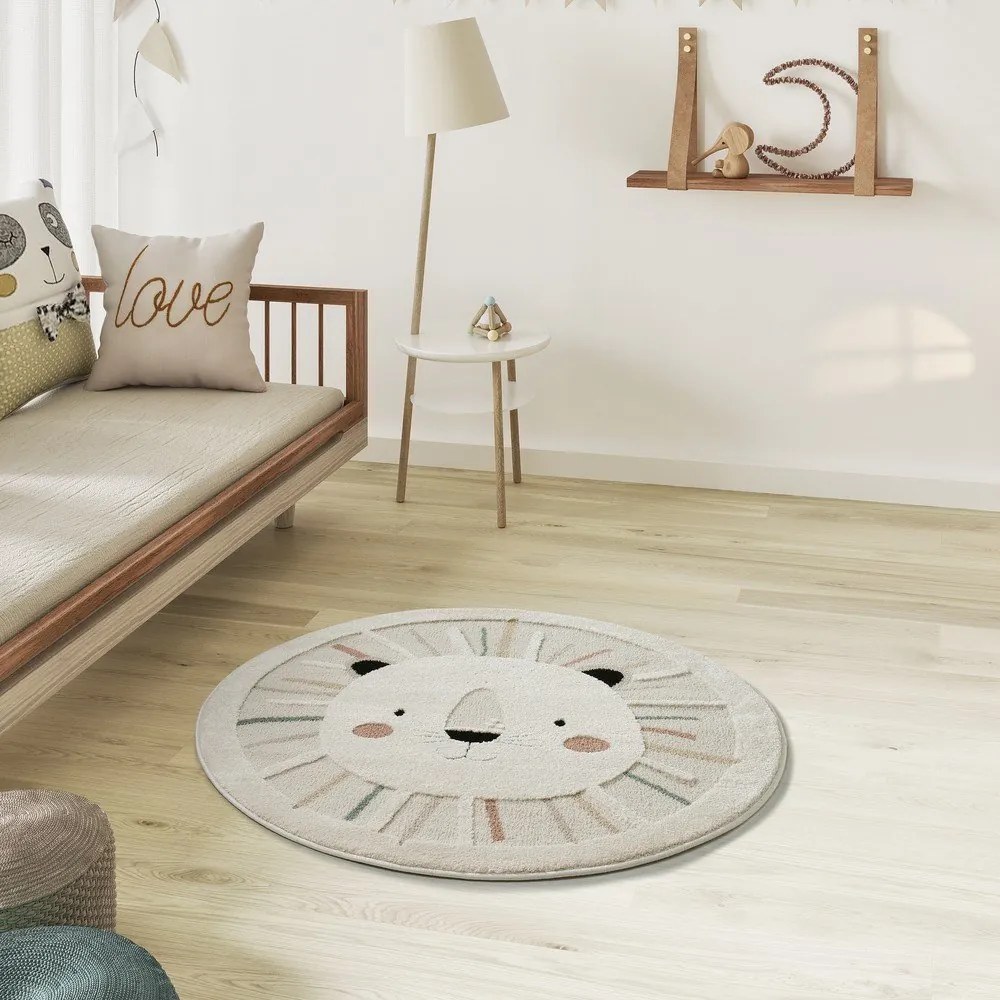 Krémovobiely detský koberec ø120 cm Clown – Universal