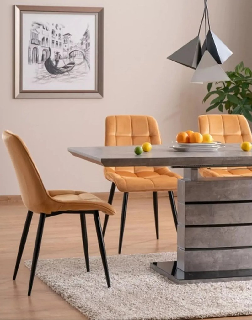 Stolička Chic Velvet curry – čierne nohy