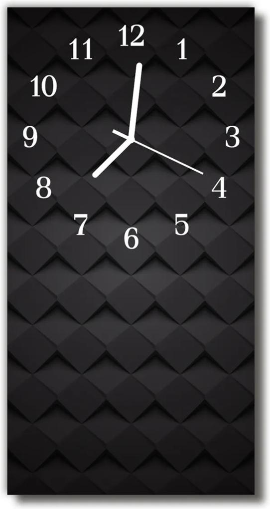 Nástenné hodiny vertikálne  Moderné 3D čierna mozaika