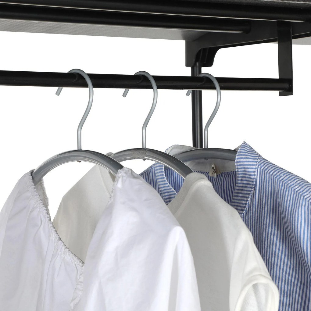 Voľne stojaca otvorená skriňa, skladacia, čierna