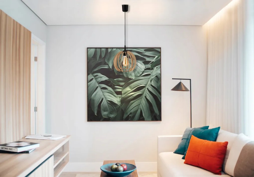 DREVENÁ STROPNÁ ZÁVESNÁ LAMPA 1xE27 LED + KLIP Vysoká kvalita
