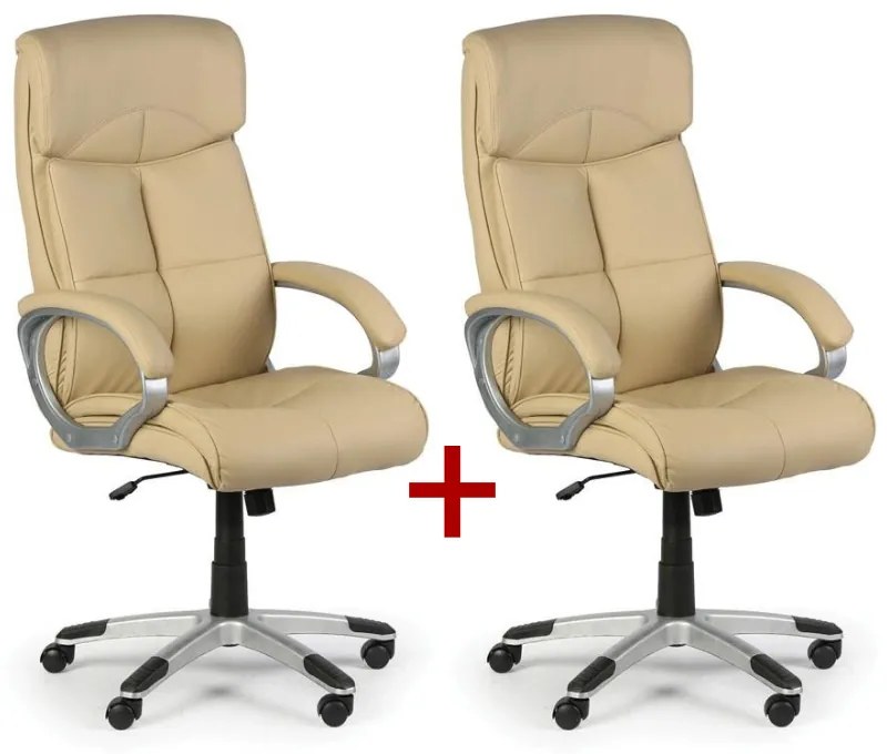 Kožené kancelárske kreslo FOSTER 1+1 ZADARMO, béžová