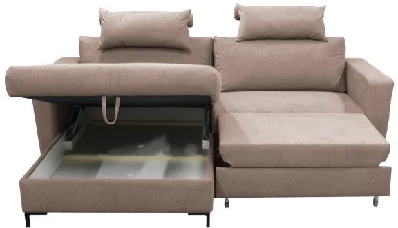 Rozkladacia rohová sedacia súprava v tvare L HORTA, ľavé prevedenie, ružová