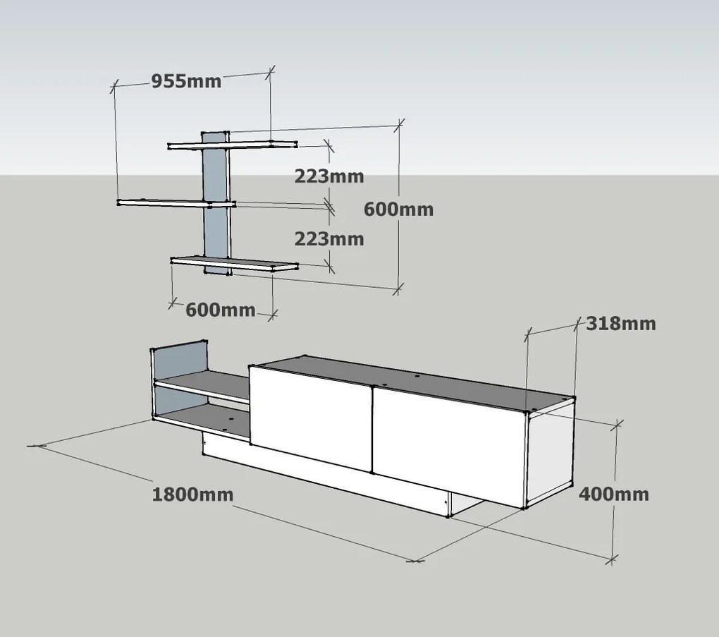 Obývacia stena Egemen 180 cm biela