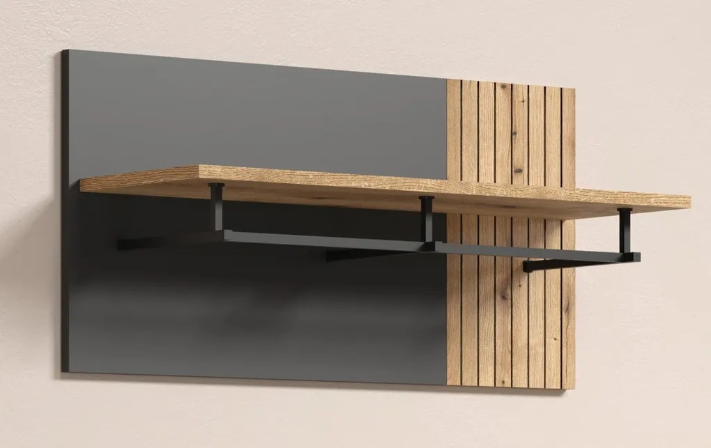 Nástenný šatníkový panel Esteban, antracit/dub evoke