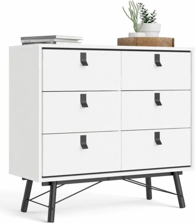 Komoda Rainy 102 cm so zásuvkami biela/čierna