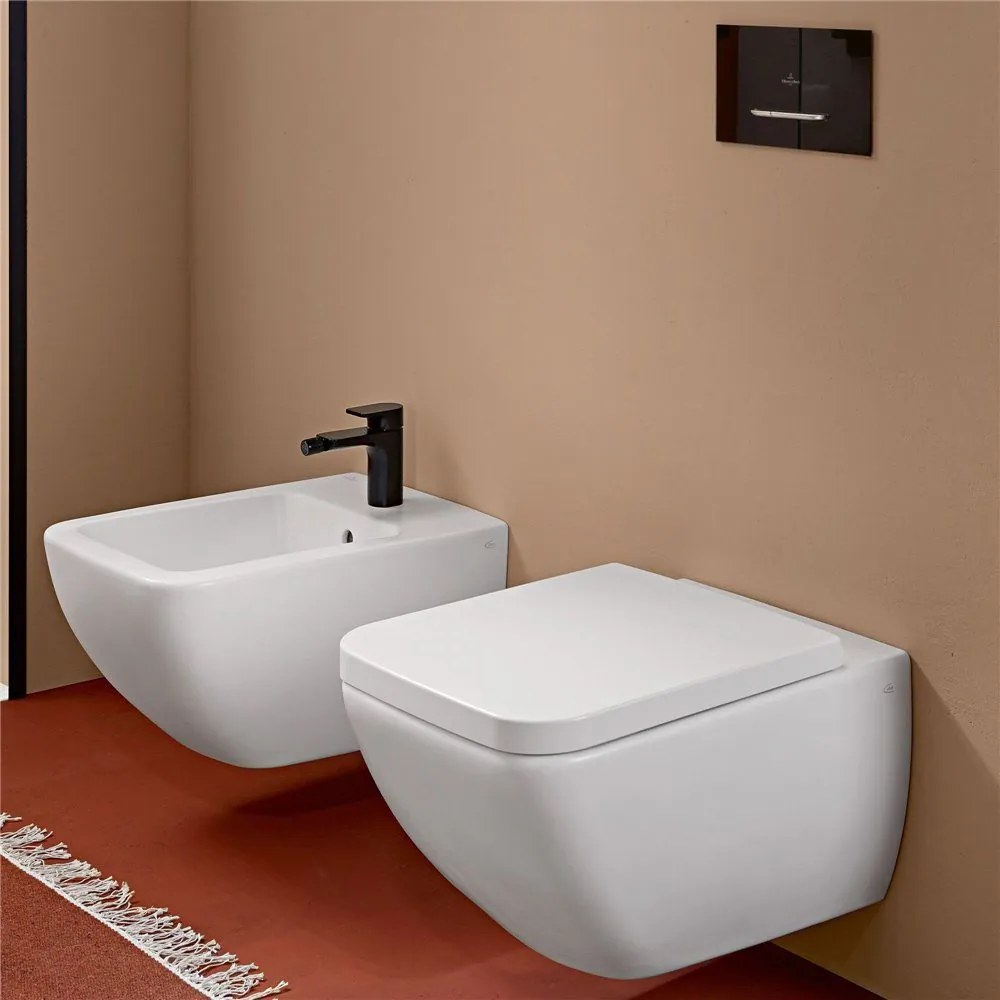 VILLEROY &amp; BOCH Venticello závesné WC s hlbokým splachovaním bez vnútorného okraja, 375 x 560 mm, Stone White, s povrchom CeramicPlus, 4611R0RW