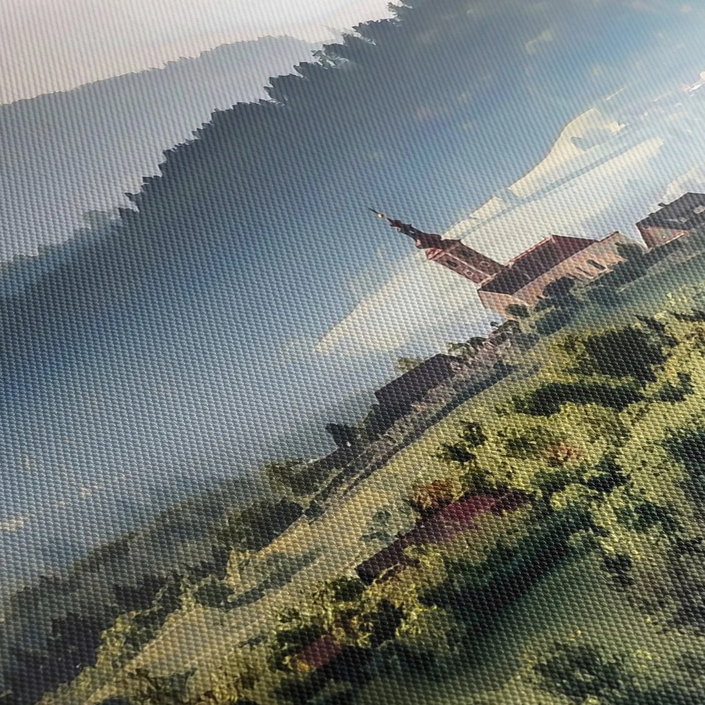 Obraz - dedinka v hmle (90x60 cm)