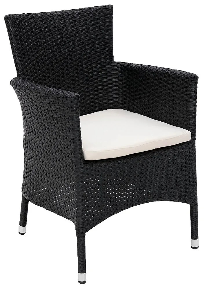 DEOKORK Ratanové kreslo stohovateľné MODENA s poduškou (čierna)