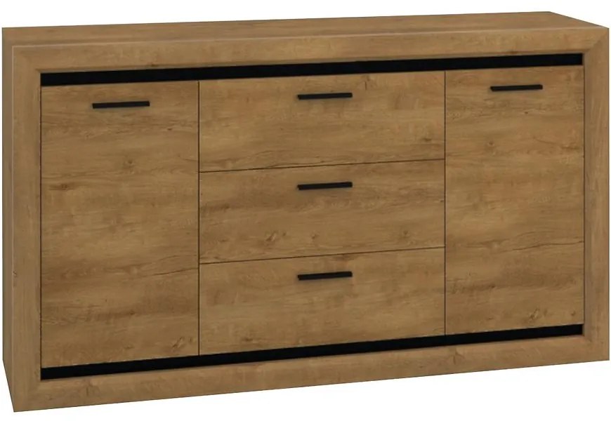 Komoda 165 Baltica 08 dub Lefkas/čierna