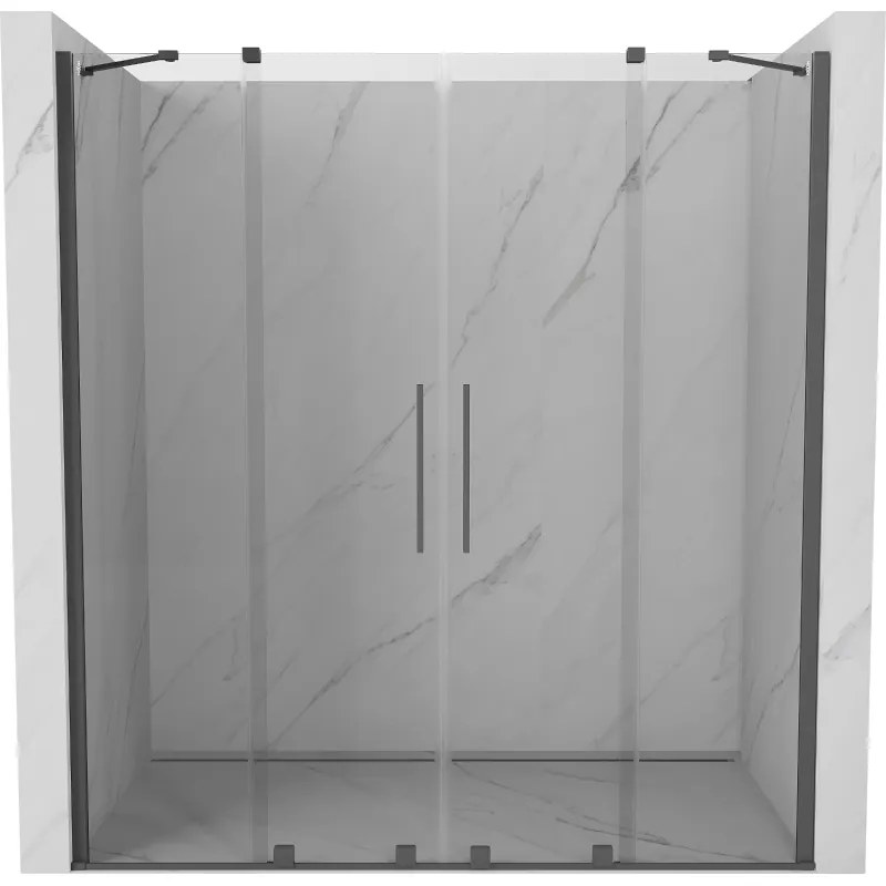 Mexen Velar Duo, posuvné dvere do otvoru 170x200 cm, 8mm číre sklo, grafitová matná, 871-170-000-02-66