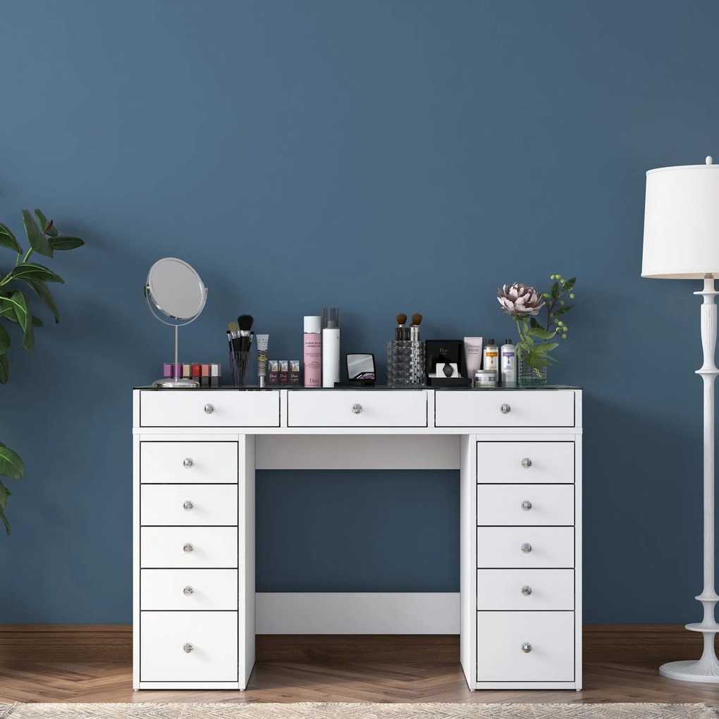 Toaletný stolík Melissa 01 biely/čirý