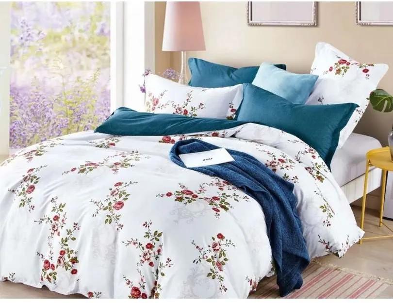 DomTextilu Biele posteľné obliečky s motívom ruží 3 časti: 1ks 200x220 + 2ks 70 cmx80 Biela 38200-179929