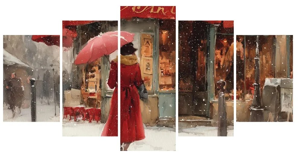5-dielny obraz čaro zimnej ulice
