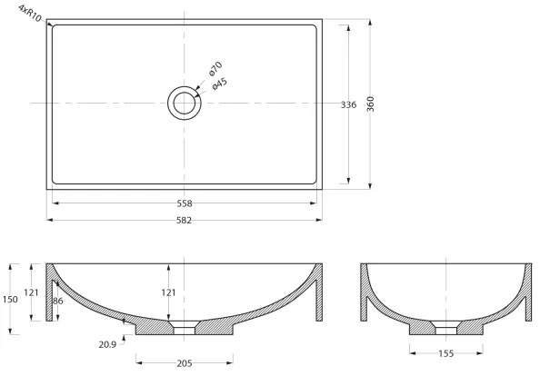 Sapho - Umývadlo na dosku 58x36 cm betón/béžová