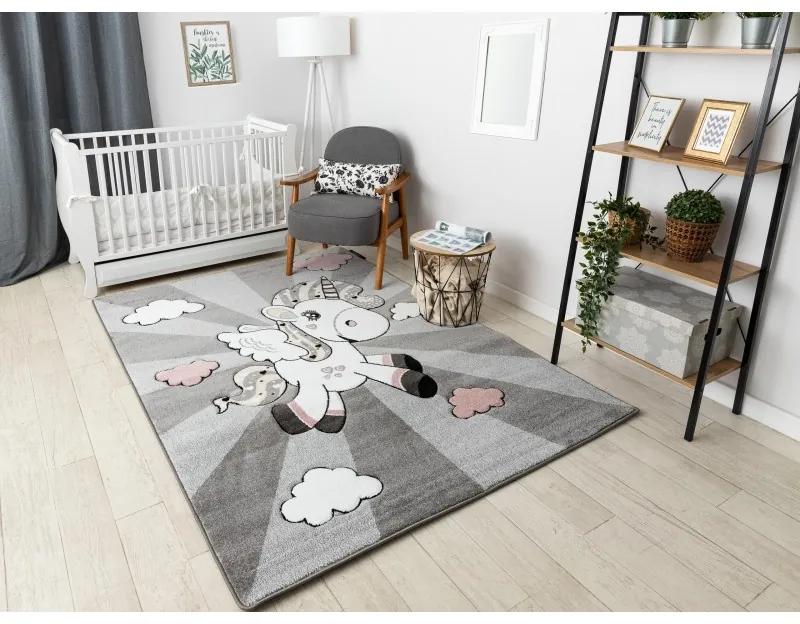 styldomova Detský sivý koberec PETIT Jednorožec