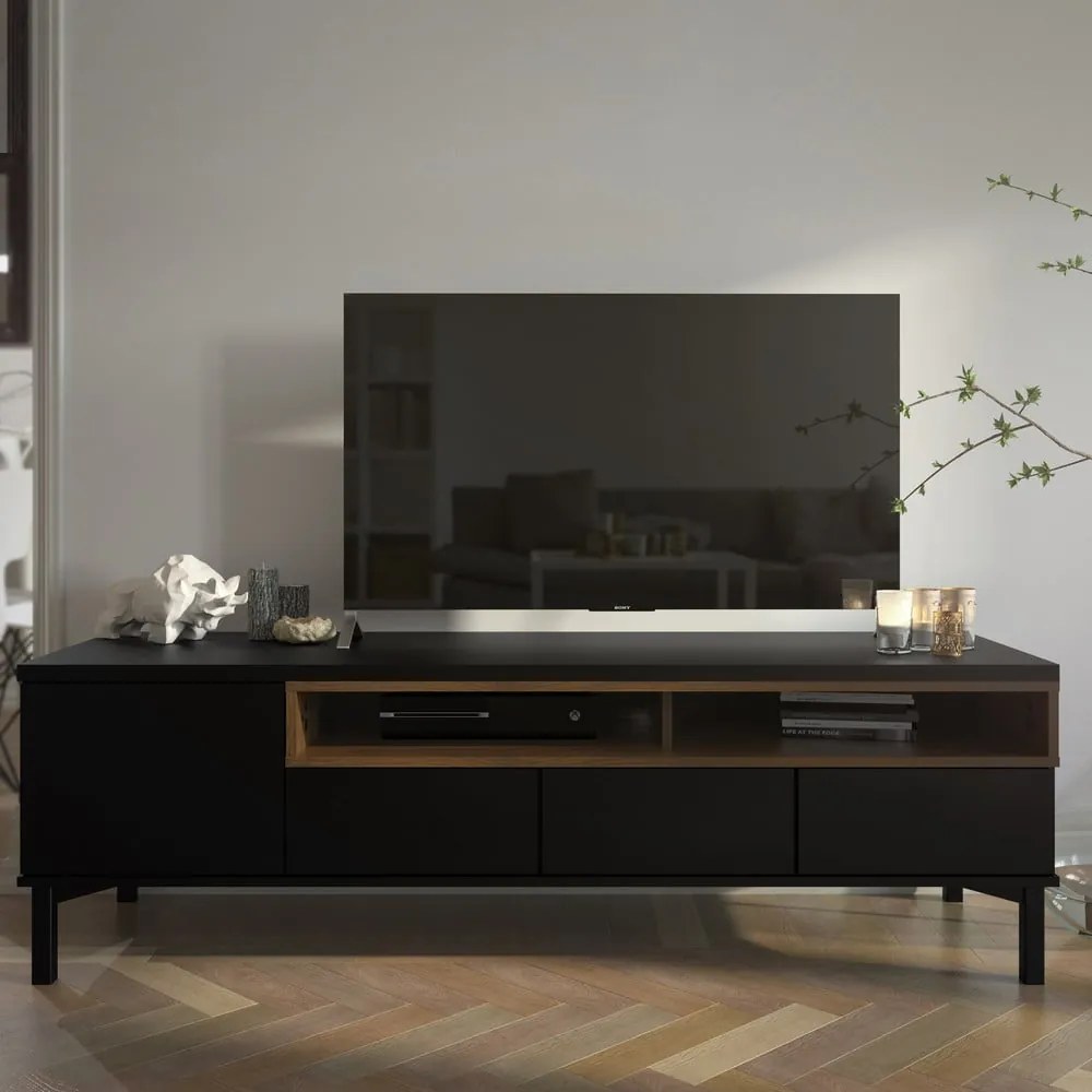 Čierny TV stolík 156x48x48 cm Roomers – Tvilum