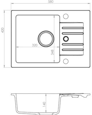 Granitový drez Cortina 420x580 mm béžový