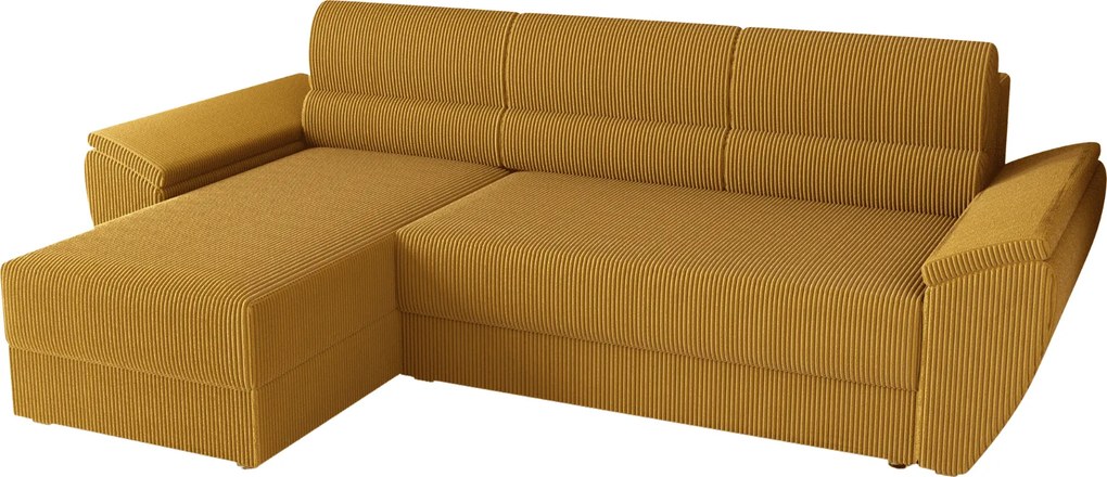 AKCIA Rozkladacia obojstranná sedacia súprava do L TAVERO 251x140 cm, horčicová II. akosť