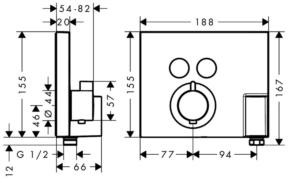 Hansgrohe Shower Select, termostatická batéria pod omietku, s 2 výstupmi, chrómová, HAN-15765000