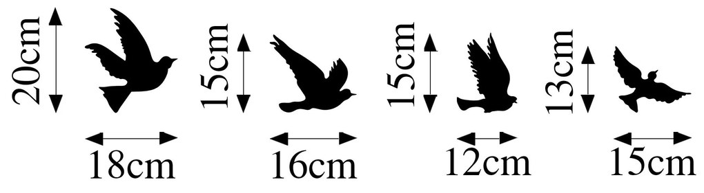 Nástěnná kovová dekorace Pigeons černá